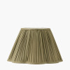 Salvatore Antique Silver Metal Table Lamp Base with Malia 35cm Olive Green Mushroom Pleat Scalloped Tapered Lamp Shade