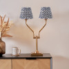 Tatiana Antique Brass Metal Table Lamp Base with Vienna 16cm Blue Chevron Mushroom Pleat Lampshade