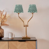 Tatiana Antique Brass Metal Table Lamp Base with Vienna 16cm Forest Green Chevron Mushroom Pleat Lampshade