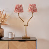 Tatiana Antique Brass Metal Table Lamp Base with Vienna 16cm Red Chevron Mushroom Pleat Lampshade