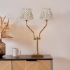 Tatiana Antique Brass Metal Table Lamp Base with Vienna 16cm Taupe Chevron Mushroom Pleat Lampshade