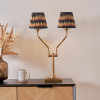Tatiana Antique Brass Metal Table Lamp Base with Athira 16cm Multi Chevron Design Mushroom Pleat Tapered Lamp Shade