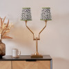 Tatiana Antique Brass Metal Table Lamp Base with Ornella 14cm Green Floral Design Mushroom Pleat Tall Tapered Candle Clip Lampshade