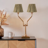 Tatiana Antique Brass Metal Table Lamp Base with Malia 18cm Olive Mushroom Pleat Scalloped Tapered Lamp Shade