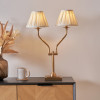 Tatiana Antique Brass Metal Table Lamp Base with Garbo 20cm Cream Silk Mix Pinch Pleat Tapered Lampshade