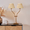 Tatiana Antique Brass Metal Table Lamp Base with Garbo 20cm Gold Silk Mix Pinch Pleat Tapered Lampshade