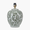Laurel Olive Leaf Ceramic Table Lamp Base with Edward 40cm Pistachio Green Linen Cylinder Lampshade