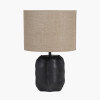 Khari Black Textured Wood Table Lamp