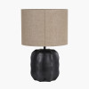 Khari Black Textured Wood Table Lamp