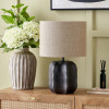 Khari Black Textured Wood Table Lamp