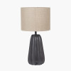 Kairo Black Tall Textured Wood Table Lamp
