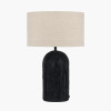 Ananya Black Paper Mache and Metal Textured Dome Table Lamp
