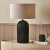 Ananya Black Paper Mache and Metal Textured Dome Table Lamp