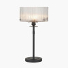 Clara Ribbed Glass Black Metal Round Table Lamp