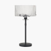 Clara Ribbed Glass Black Metal Round Table Lamp