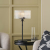 Clara Ribbed Glass Black Metal Round Table Lamp
