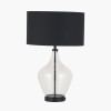 Rowen Clear Bottle Shaped Glass and Black Metal Table Lamp