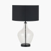 Rowen Clear Bottle Shaped Glass and Black Metal Table Lamp