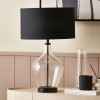 Rowen Clear Bottle Shaped Glass and Black Metal Table Lamp