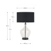 Rowen Clear Bottle Shaped Glass and Black Metal Table Lamp