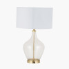 Rowen Clear Bottle Shaped Glass and Champagne Metal Table Lamp
