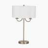 Seraphine Matt Antique Brass Metal and White Cotton Mix Scallop Shaded Table Lamp