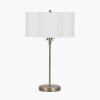 Seraphine Matt Antique Brass Metal and White Cotton Mix Scallop Shaded Table Lamp