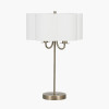 Seraphine Matt Antique Brass Metal and White Cotton Mix Scallop Shaded Table Lamp