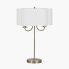Seraphine Matt Antique Brass Metal and White Cotton Mix Scallop Shaded Table Lamp