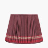 Everett Ribbed Metal Stick Table Lamp Base with Samaira 40cm Red Silk Border Print Mushroom Pleat Tapered Lampshade