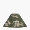 Everett Ribbed Metal Stick Table Lamp Base with Nala 40cm Green Safari Printed Empire Lampshade
