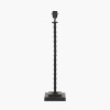 Everett Ribbed Metal Stick Table Lamp Base with Lino 35cm Black Self Lined Linen Cylinder Lampshade