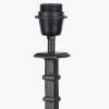 Everett Ribbed Metal Stick Table Lamp Base with Lino 35cm Grey Self Lined Linen Cylinder Lampshade