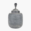 Raj Charcoal Grey Hammered Metal Urn Shaped Lamp Base  with Lino 40cm White Self Lined Linen Cylinder Lampshade