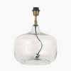 Corby Clear Glass Table Lamp Base  with Suri 40 cm Navy and Yellow Ikat Patterned Mushroom Pleat Tapered Lampshade