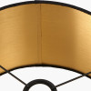 Palmo Smoke Lustre Glass Bottle Table Lamp Base with Stellan 35cm Black Slubbed  Silk Mix Gold Lined Cylinder Lampshade