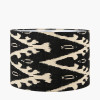 Palmo Amber Glass Bottle Table Lamp Base with Lars 35cm Black Ikat Patterned Cylinder Lampshade