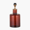 Palmo Amber Glass Bottle Table Lamp Base with Lino 35cm Black Self Lined Linen Cylinder Lampshade