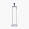 Langston Nickel Metal Column Table Lamp Base with Lino 40cm Black Self Lined Linen Cylinder Lampshade