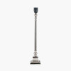 Claudius Nickel Metal Stick Table Lamp Base with Thiago 30cm Ocean Blue Stripe Mushroom Pleat Tapered Lampshade