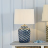 Schoal Blue and White Fish Detail Ceramic Table Lamp