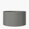 Gaudi White Stoneware Geometric Table Lamp Base with Harry 35cm Steel Grey Cotton Mix Cylinder Lampshade