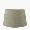 Gaudi White Stoneware Geometric Table Lamp Base with Milos 35cm Pistachio Green Linen Tapered Lampshade