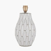 Gaudi White Stoneware Geometric Table Lamp Base with Edward 35cm Natural Linen Cylinder Lampshade