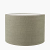 Gaudi White Stoneware Geometric Table Lamp Base with Edward 35cm Pistachio Green Linen Cylinder Lampshade