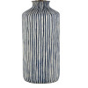Bude Blue and White Stripe Stoneware Table Lamp with Henry 40cm White Handloom Cylinder Shade