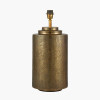 Zuri Large Antique Brass Metal Pot Table Lamp Base with Harry 45cm Ivory Cotton Mix Cylinder Lampshade