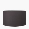 Zuri Large Antique Brass Metal Pot Table Lamp Base with Henry 45cm Grey Handloom Cylinder Lampshade