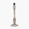 Captiva Grey Wash Mango Wood Table Lamp Base with Lino 35cm Grey Self Lined Linen Cylinder Lampshade