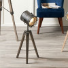 Bullseye Grey Metal and Antique Wood Marine Tripod Table Lamp